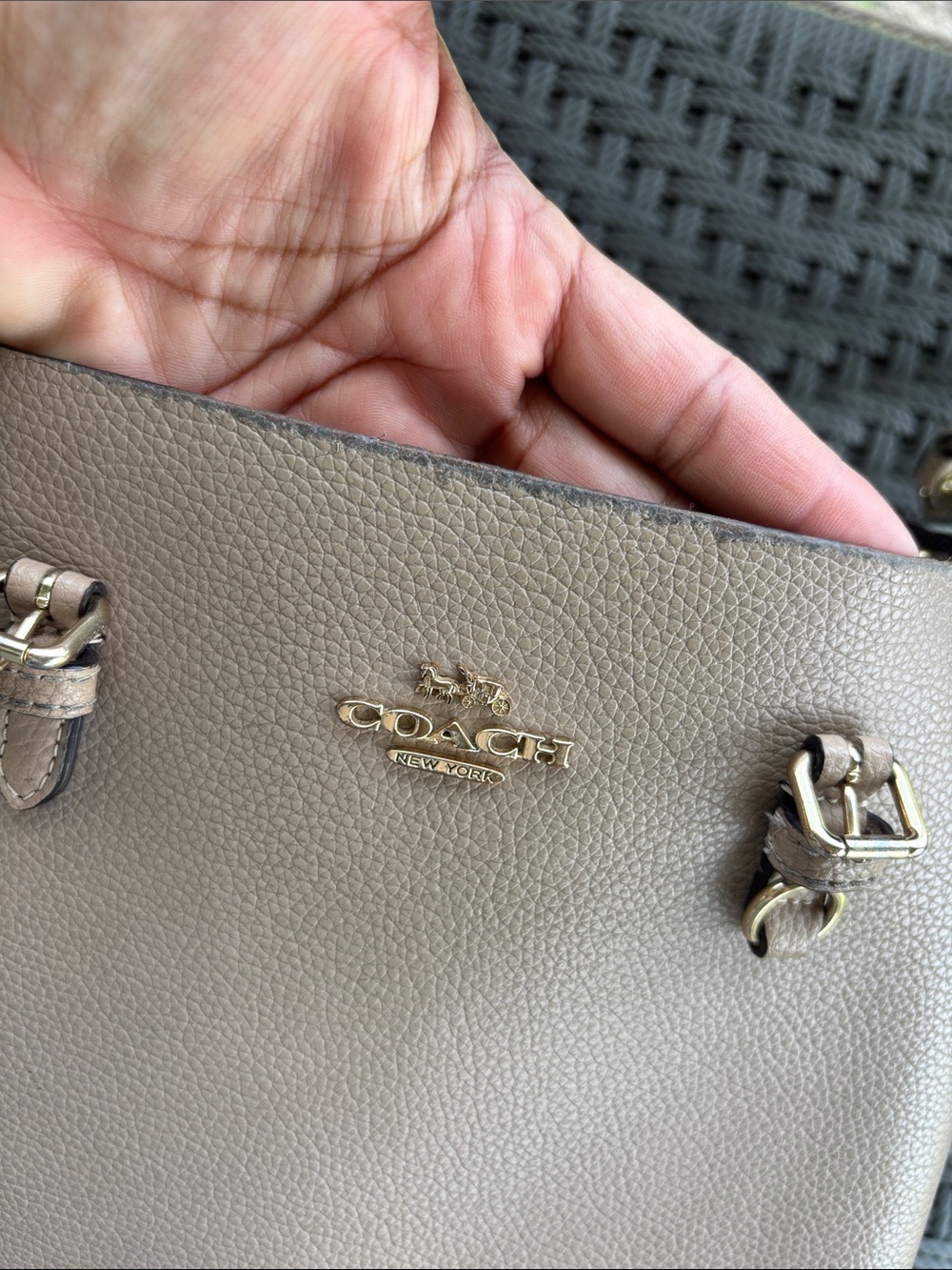 Coach Pebbled Leather Shoulder Bag in Beige Plus Wallet - Picture 7 of 16